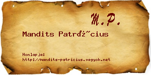 Mandits Patrícius névjegykártya